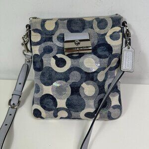 Coach Kristin Swing Bag Crossbody Sequin Signature Blue 43725